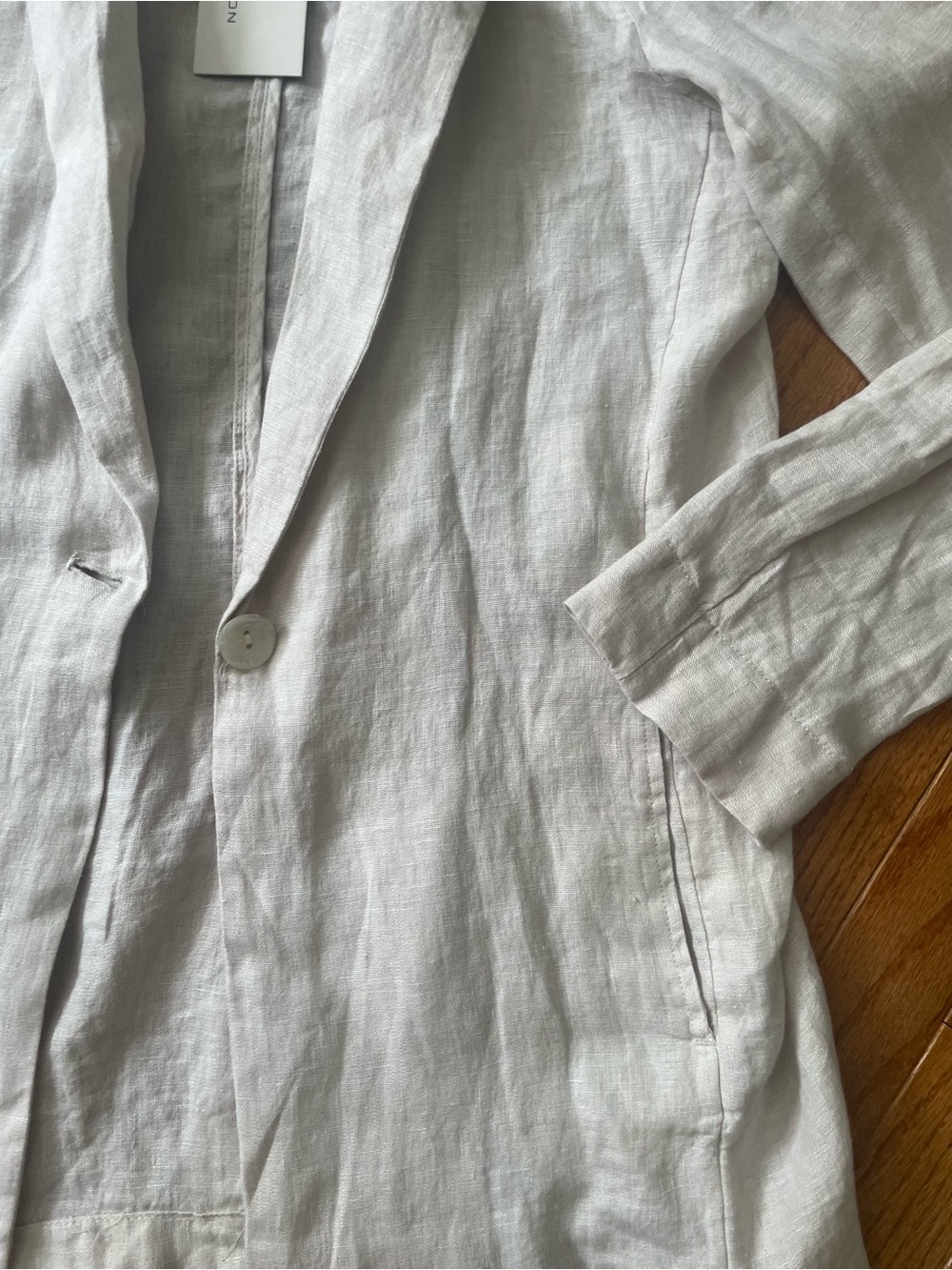 Halston Heritage White Linen Single-Button Blazer - Picture 4 of 7